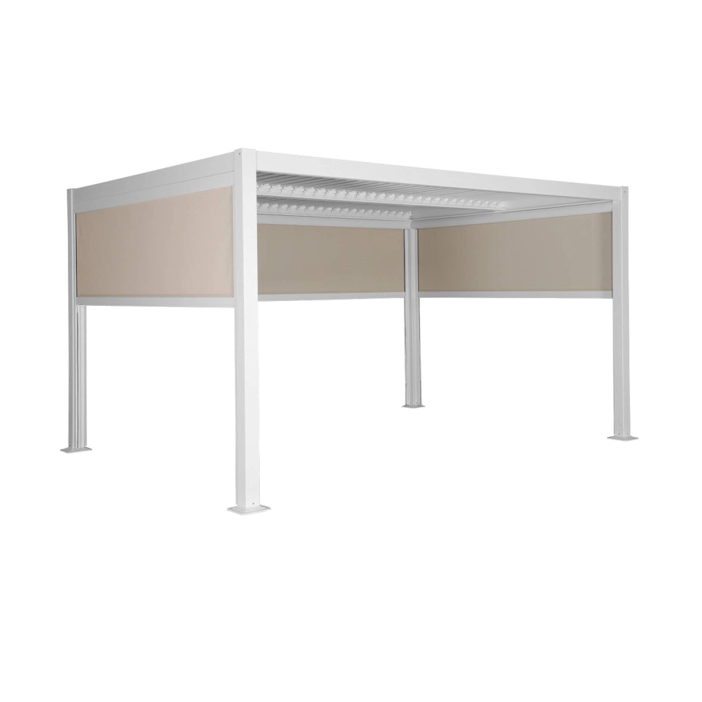 Pergola bioclimatica 3x4m in alluminio e acciaio +  2 tende 3m + 1