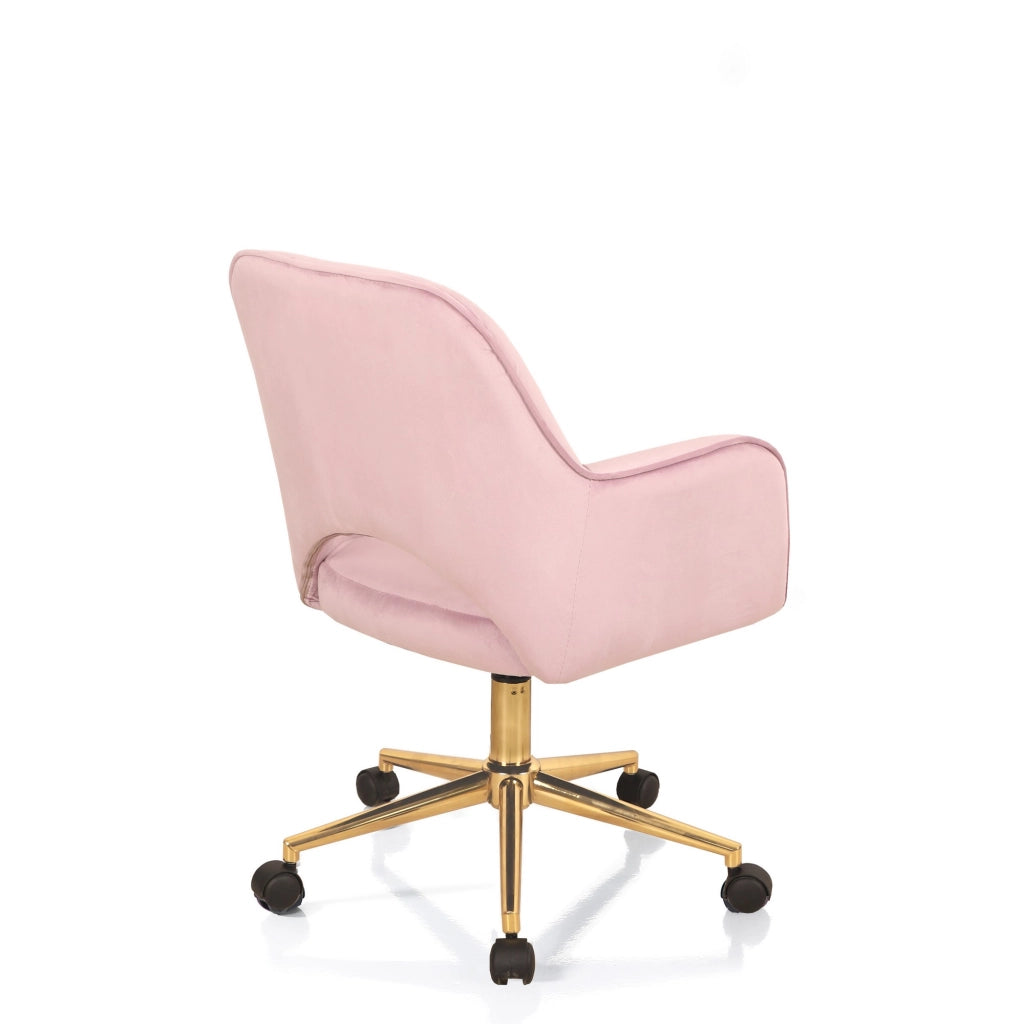 Poltrona da ufficio in tessuto velluto rosa cm H.80/88 x L.57 x P.58