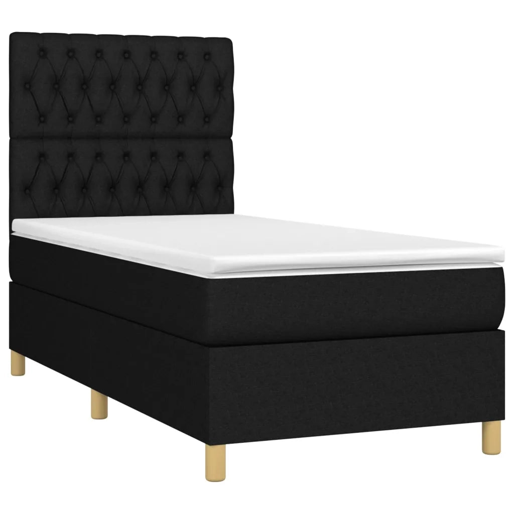 Letto a Molle con Materasso e LED Nero 90x200 cm in Tessuto cod mxl 71147