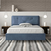 Letto imbottito Letto Matrimoniale alla Francese 140x190 cm Large - Con rete,Microfibra,Blu