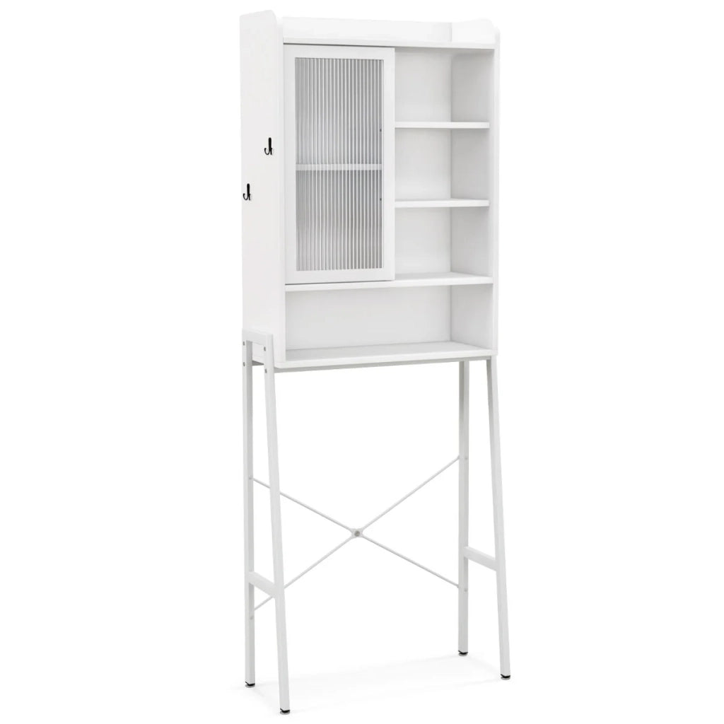 Mobiletto da bagno sopra il WC 63 x 29 x 170 cm spazio di archiviazione flessibile design rustico legno ingegnerizzato bianco 20_0019442
