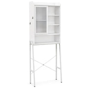 Mobiletto da bagno sopra il WC 63 x 29 x 170 cm spazio di archiviazione flessibile design rustico legno ingegnerizzato bianco 20_0019442