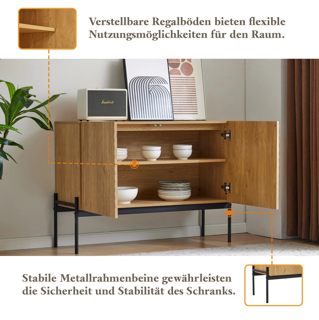 Credenza moderna con 2 ante e gambe in metallo
