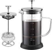 Caffettiera a stantuffo con caraffa resistente al calore, caffettiera in acciaio inossidabile di alta qualità con filtro a 4 fasi, 1000 ml