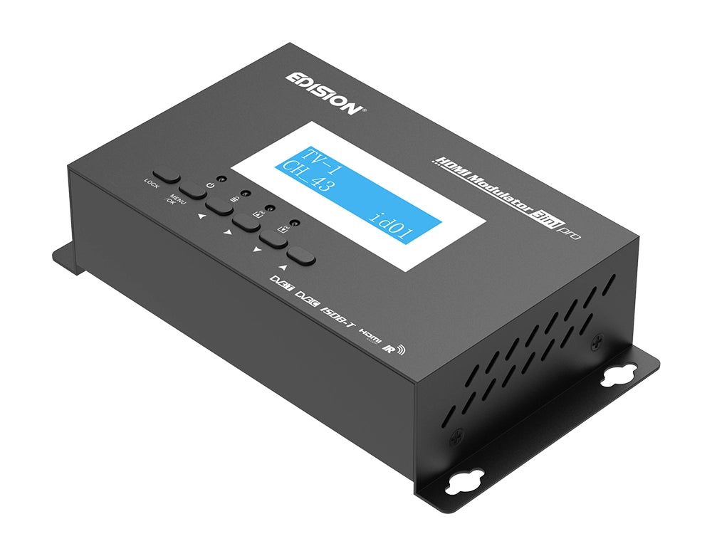 Modulatore HDMI a Terrestre DVB-T ISDB-T o Cavo DVB-C  Distribuzione Full HD su Cavo Coassiale, HDMI-Loop, RF IN, Display LCD  Installazione Rapida, Plug & Play