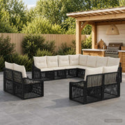 Set Divano da Giardino 11 pz Nero polyrattan 3436174
