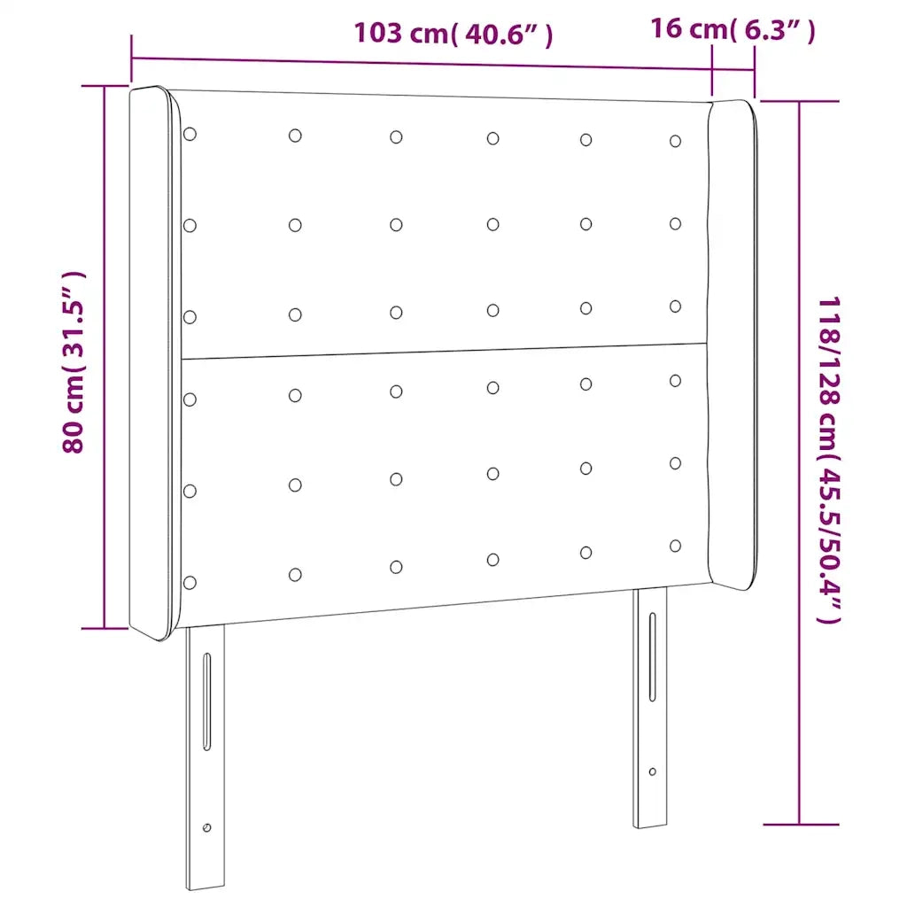 Testiera a LED Blu Scuro 103x16x118/128 cm in Velluto 3124528