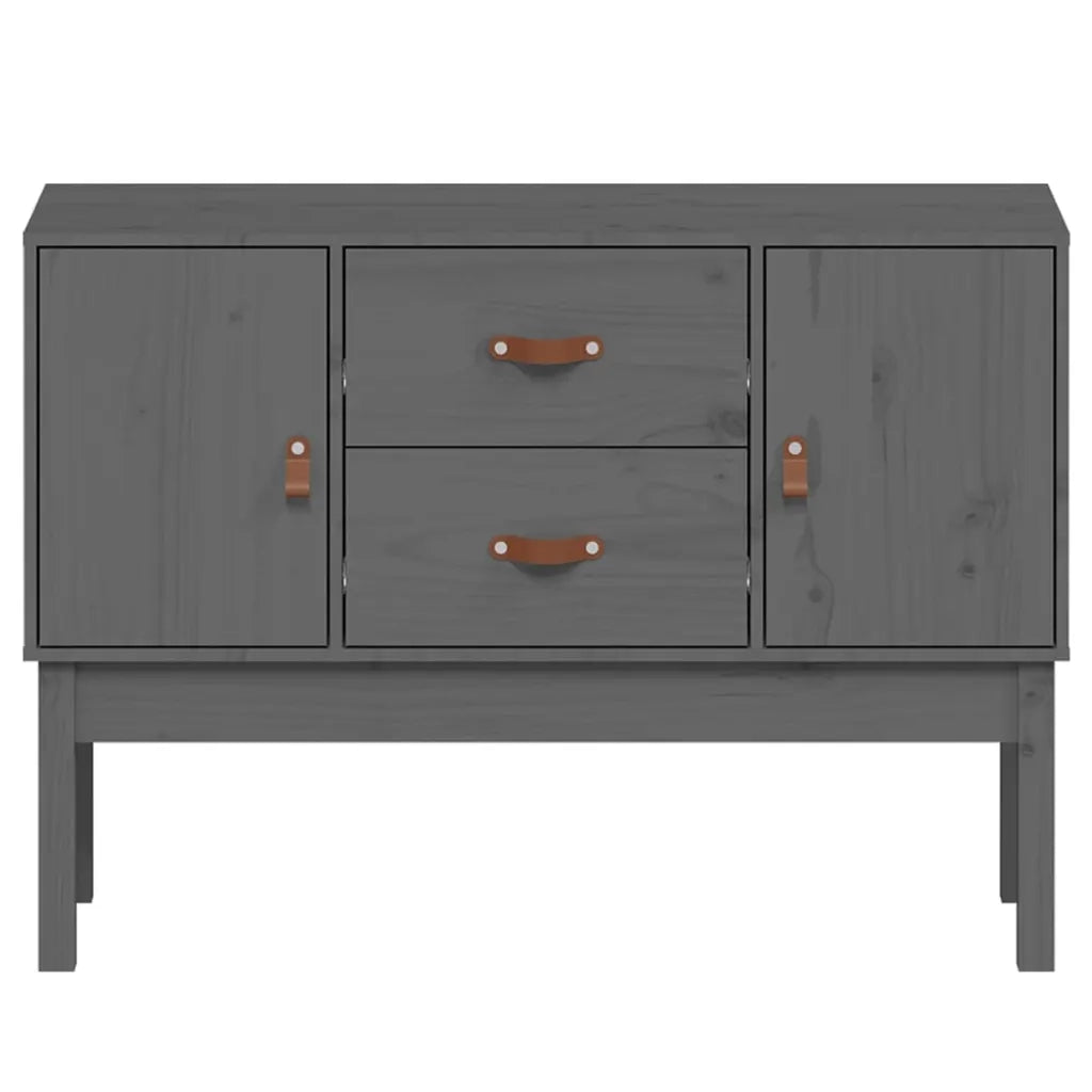 Credenza Grigia 110x40x78 cm in Legno Massello di Pino 823526