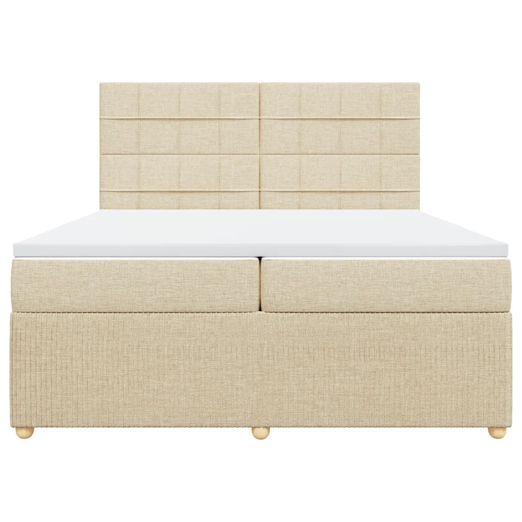Giroletto a Molle con Materasso Crema 200x200 cm in Tessuto