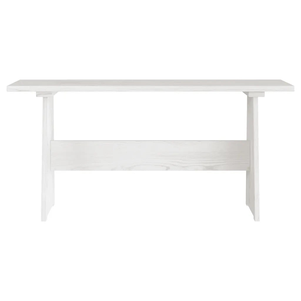 Tavolo da Pranzo con Panca REINE Bianco Legno Massello di Pino 327251