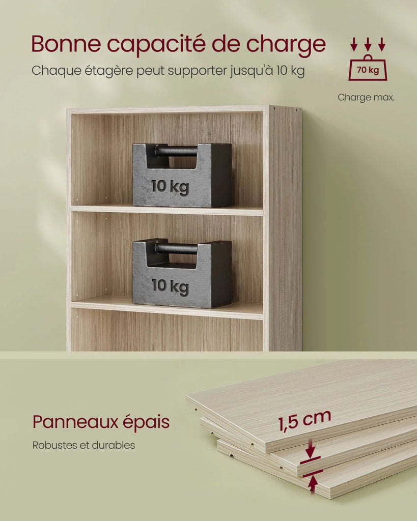 Libreria/mobile contenitore a 6 ripiani per soggiorno ufficio camera da letto stile scandinavo 40 x 24 x 1785 cm beige 12_0004253