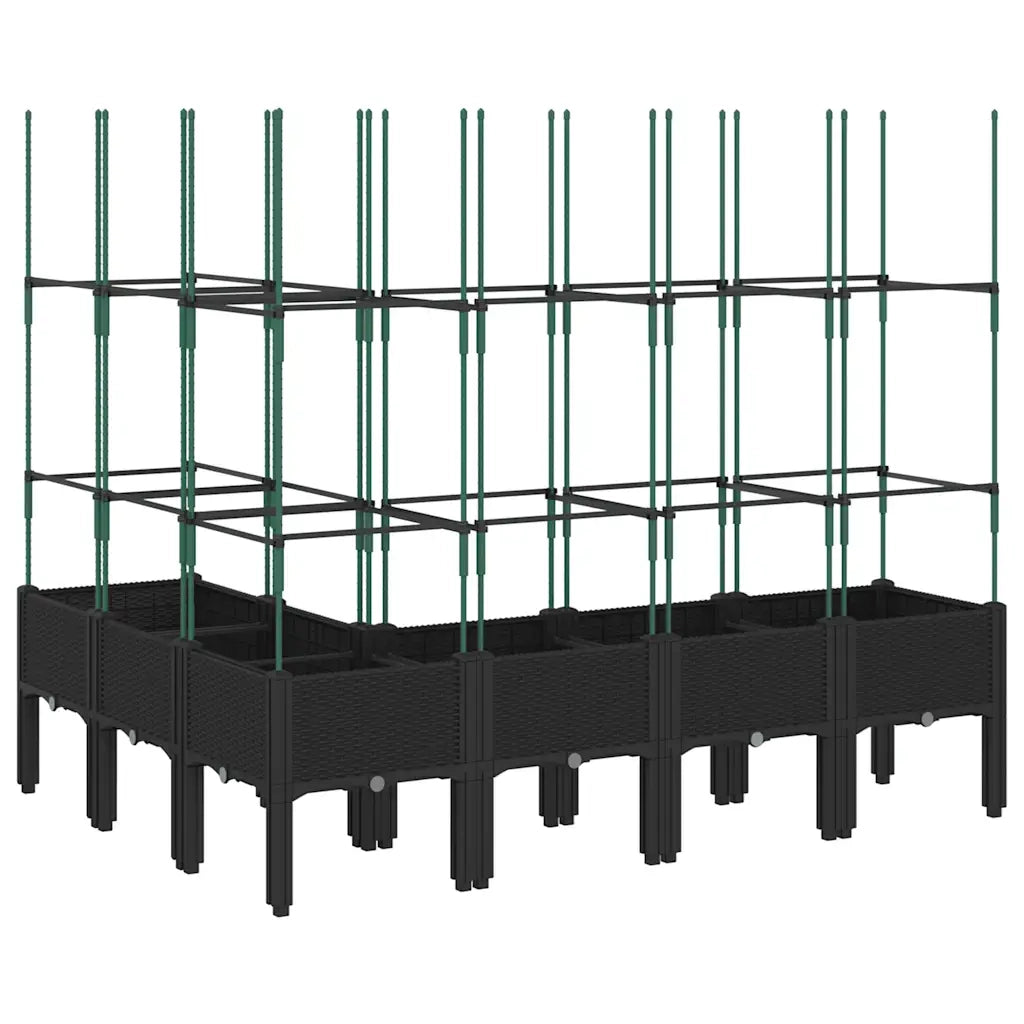 Fioriera | Cassetta per fiori | Vaso da Giardino con Traliccio Nera 160x120x142,5 cm in PP