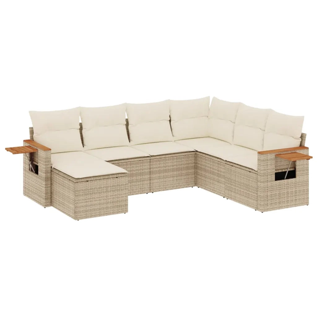 Set Divani da Giardino 7 pz con Cuscini Beige in Polyrattan 3259447
