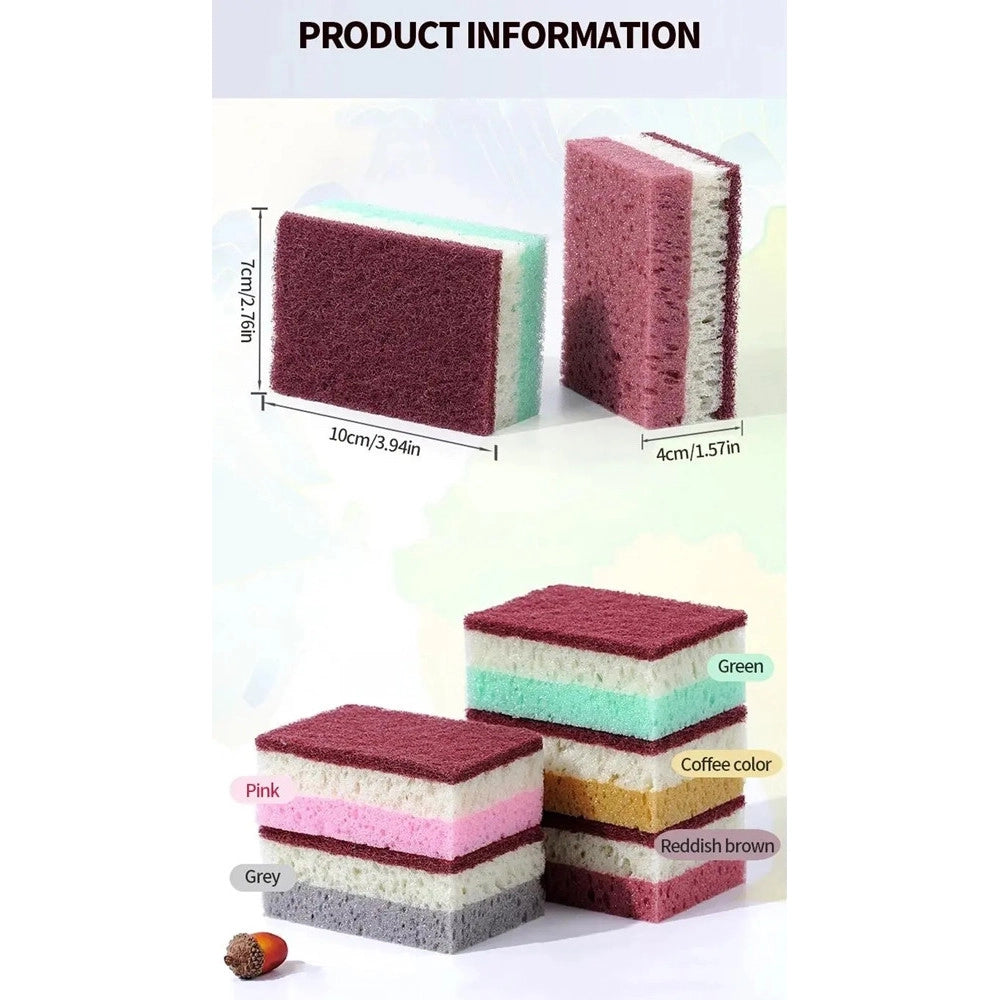 Trade Shop - Set 5pz Spugna Double Face Abrasiva Magica Per Lavare Piatti Padelle Pulizia Cucina Bagno -