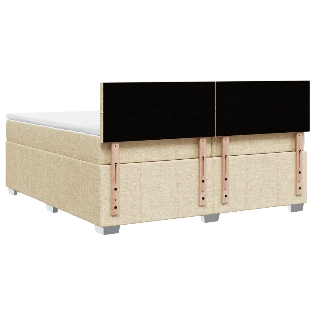 Giroletto a Molle con Materasso Crema 200x200 cm in Tessuto