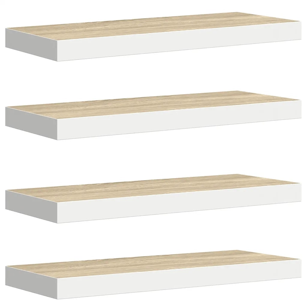 Scaffali a Parete 4 pz Rovere e Bianco 60x23,5x3,8 cm in MDF 326578