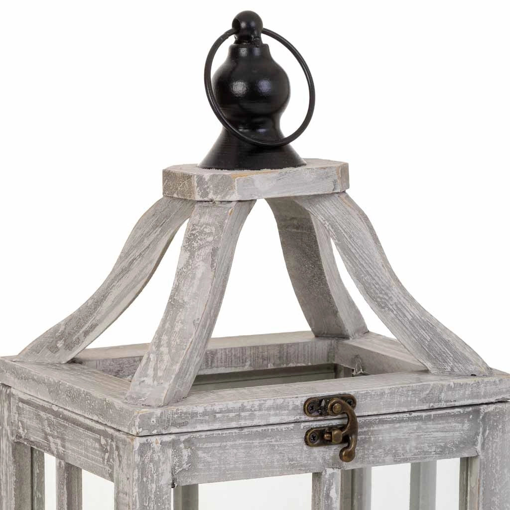 Lanterna in legno bianco 20,5x15,5x48,5h cm