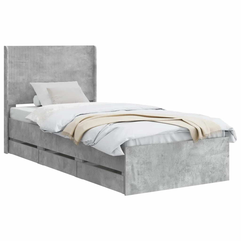Struttura del letto con stoccaggio e testata Grigio Cemento 3413992