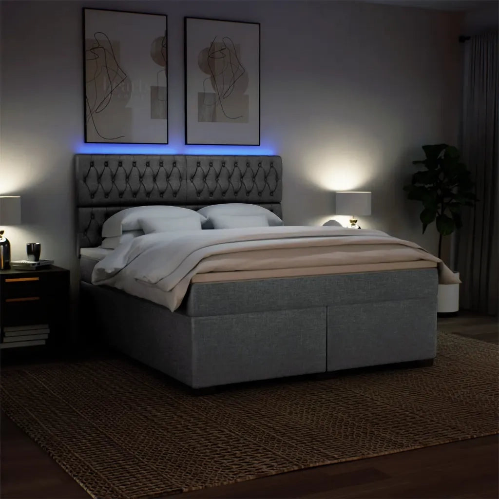 vidaXL Giroletto a Molle con Materasso Grigio Chiaro180x200 cm Tessuto