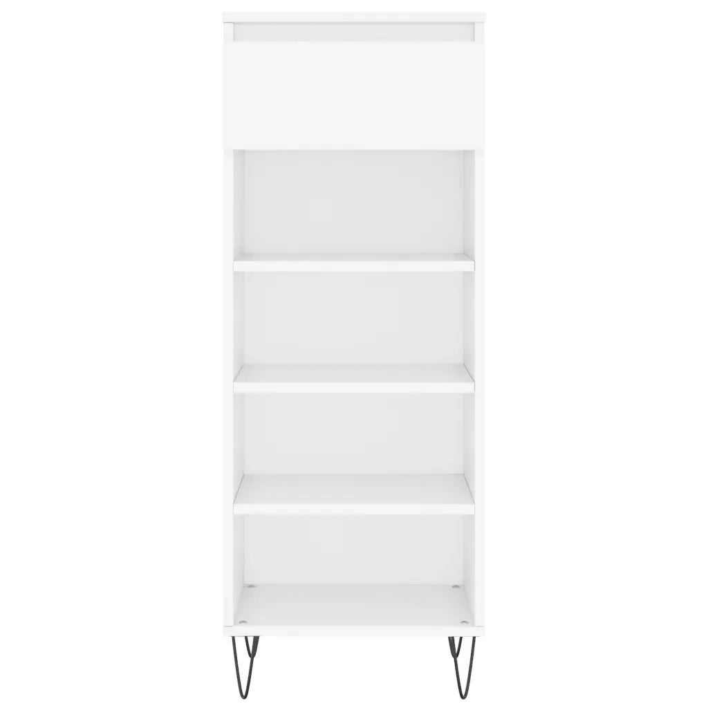 Scarpiera Bianco Lucido 40x36x105 cm in Legno Multistrato 831462