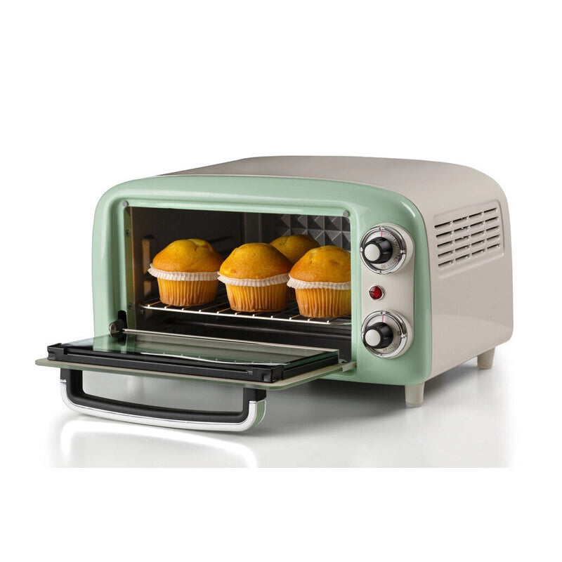 Forno Elettrico Vintage 800W - Capacità 10L - Doppio vetro - Retrò - Verde