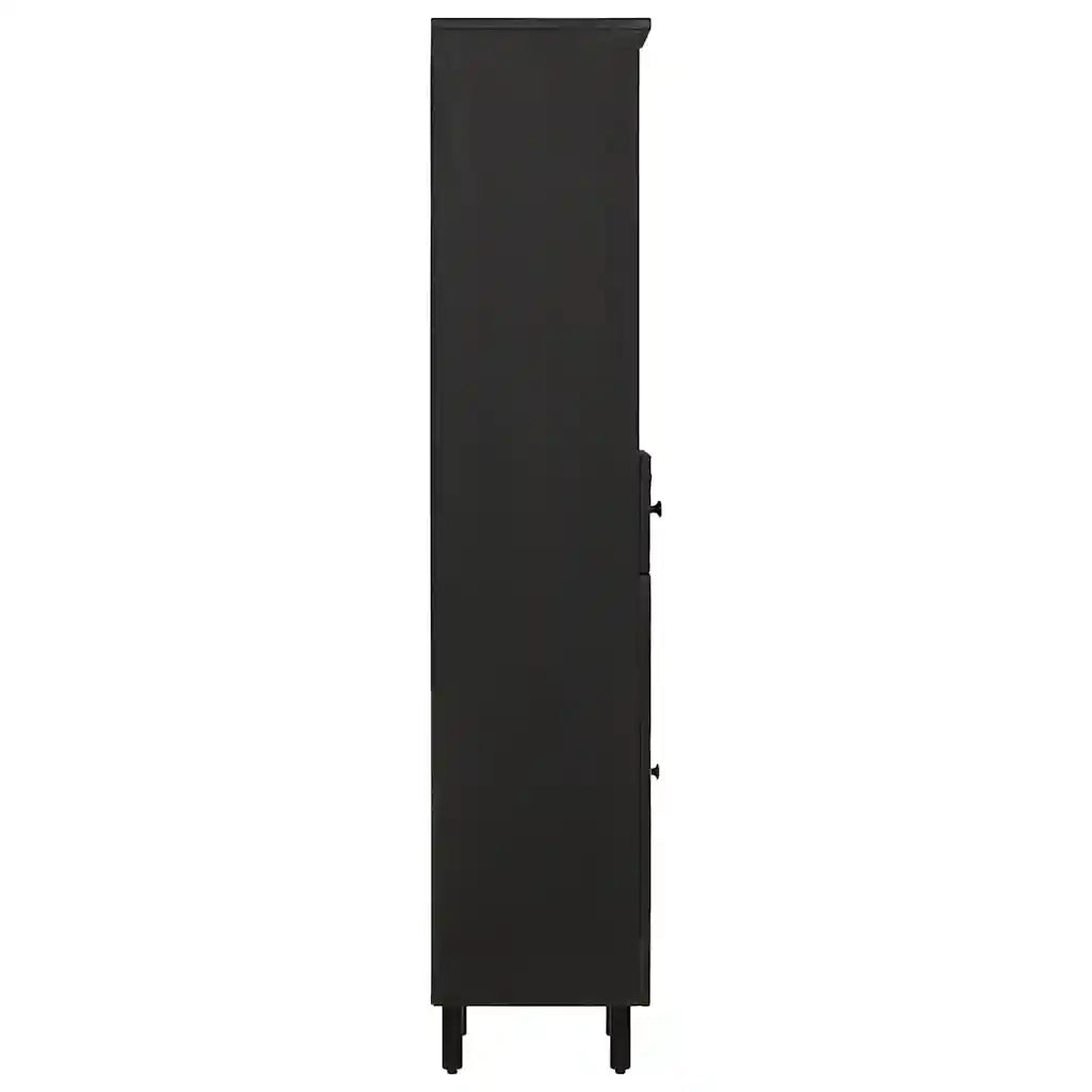 Mobile da Bagno Nero 38x33x160 cm in Legno Massello di Mango 356841