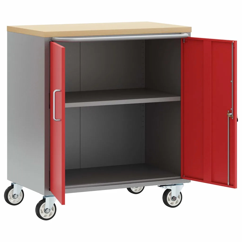 Banco da lavoro con lo scaffale Rosso e Grigio 75 x 45 x 85 cm CFW6426685