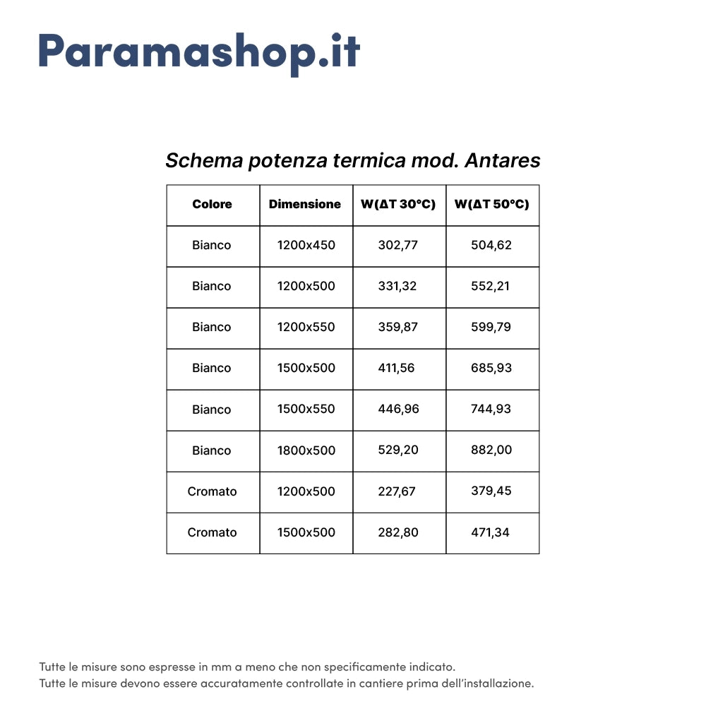 Termoarredo scaldasalviette 1500x500 cromato interasse 450 | Antares