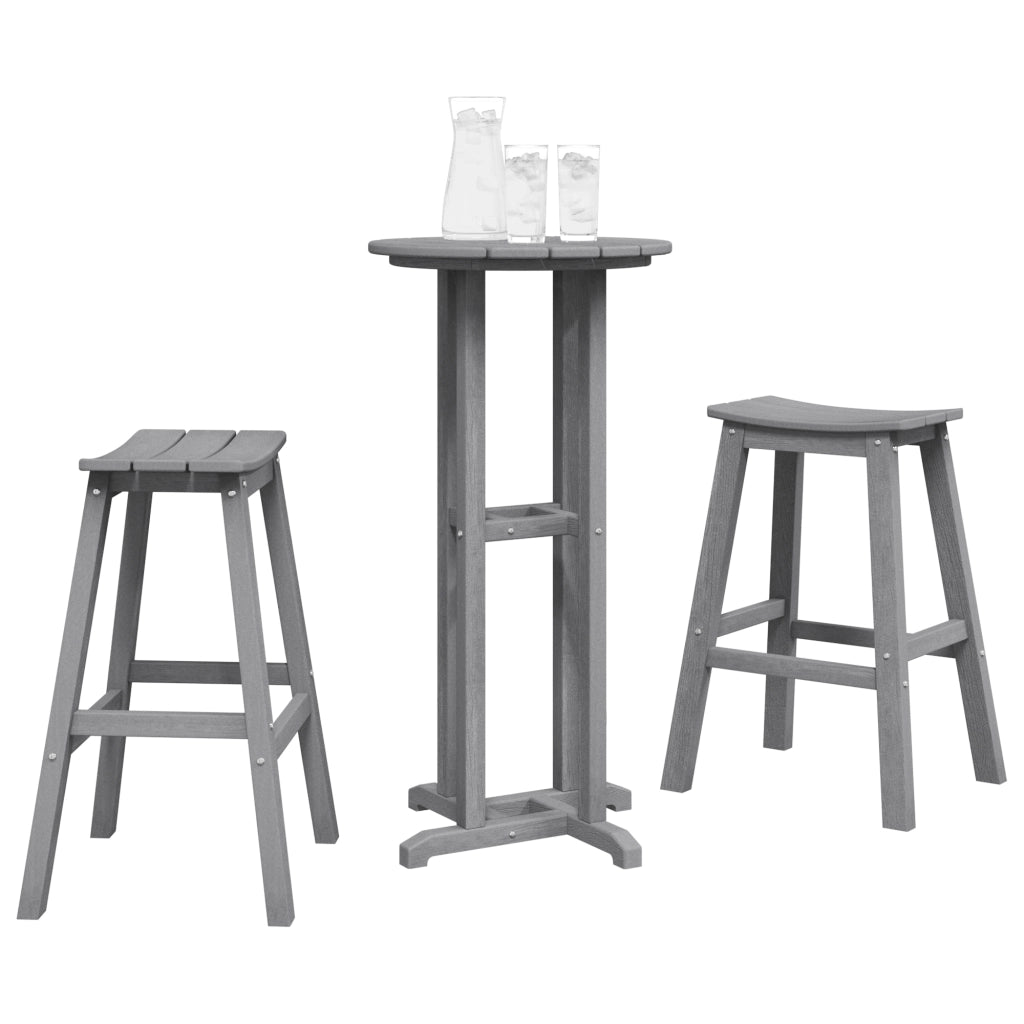 Set Bar da Giardino  3 Pezzi Grigio Chiaro HDPE