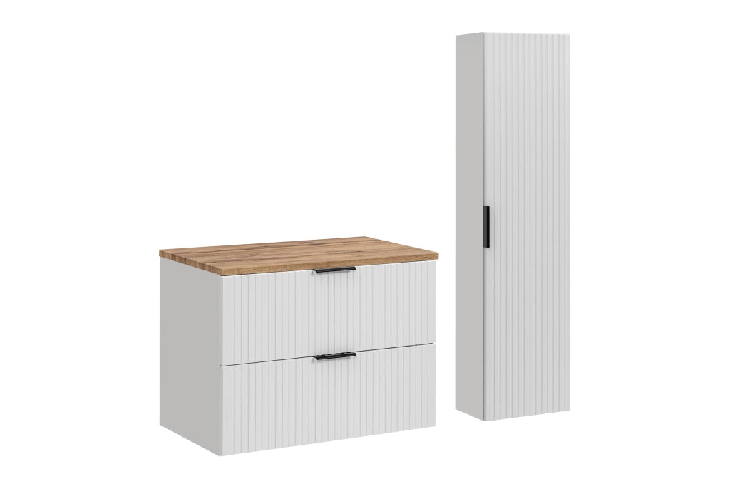 Set mobili bagno 80 cm con piano e Szafką wysoką Adel White 80 x 1401 x 46 cm