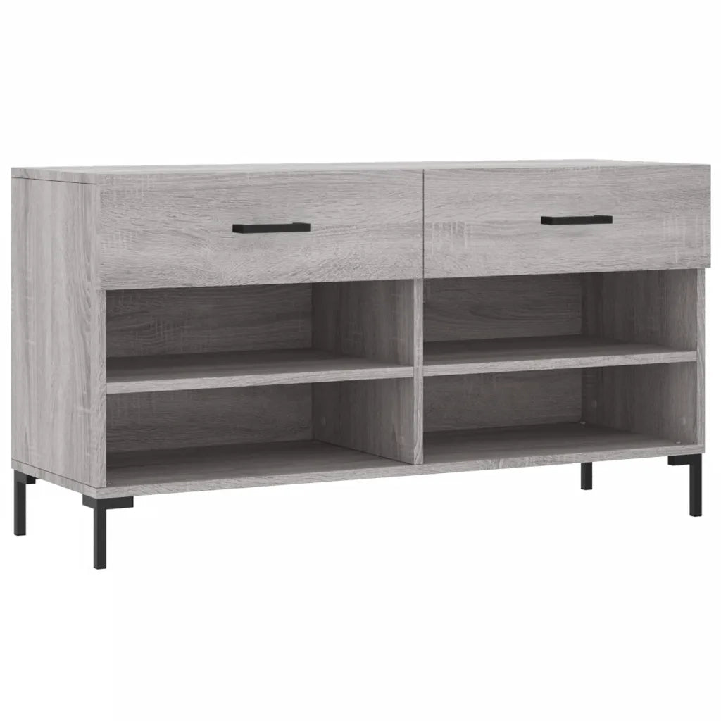 Panca Porta Scarpe | Scarpiera | Mobile per scarpe Grigio Sonoma 102x35x55 cm Legno Multistrato