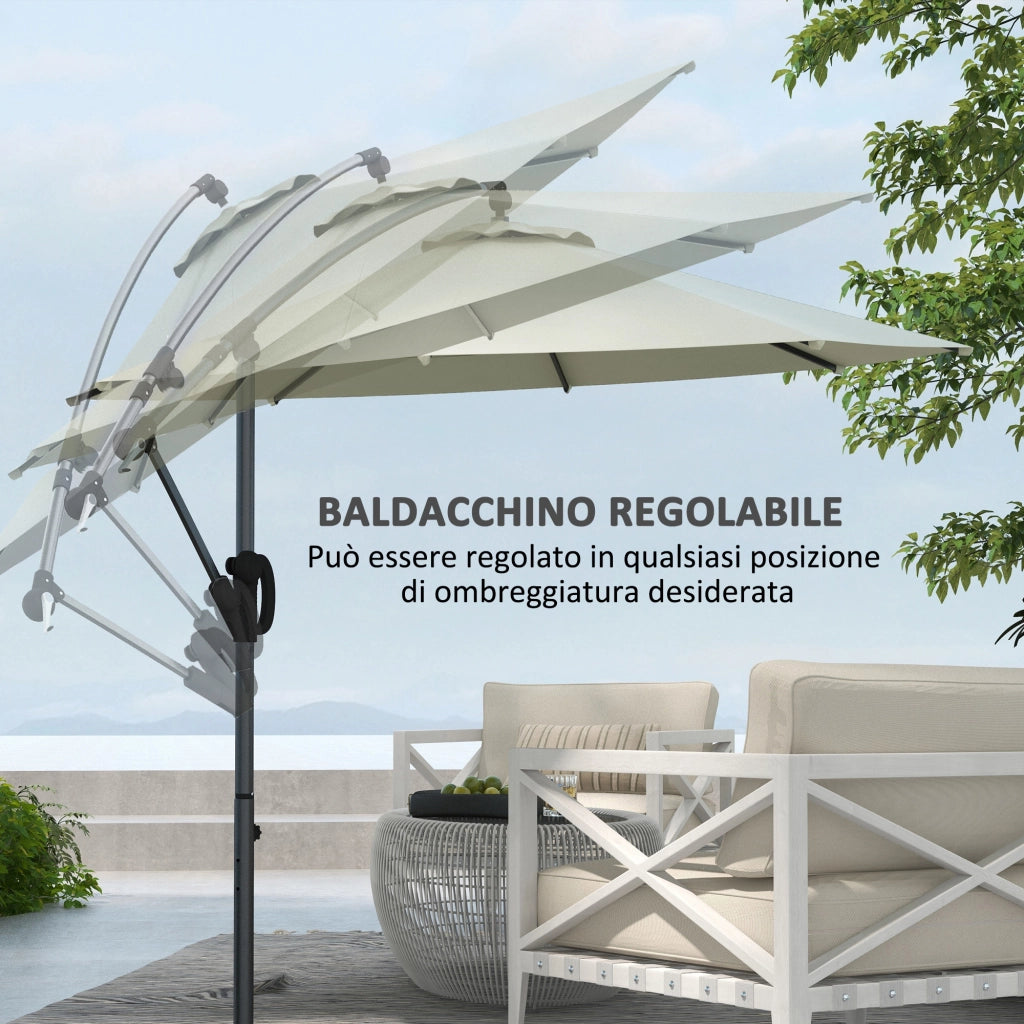 Ombrellone da Giardino ¨C Zephmum ¨C Bianco Crema ?3x2.6 m 8 Stecche Alluminio
