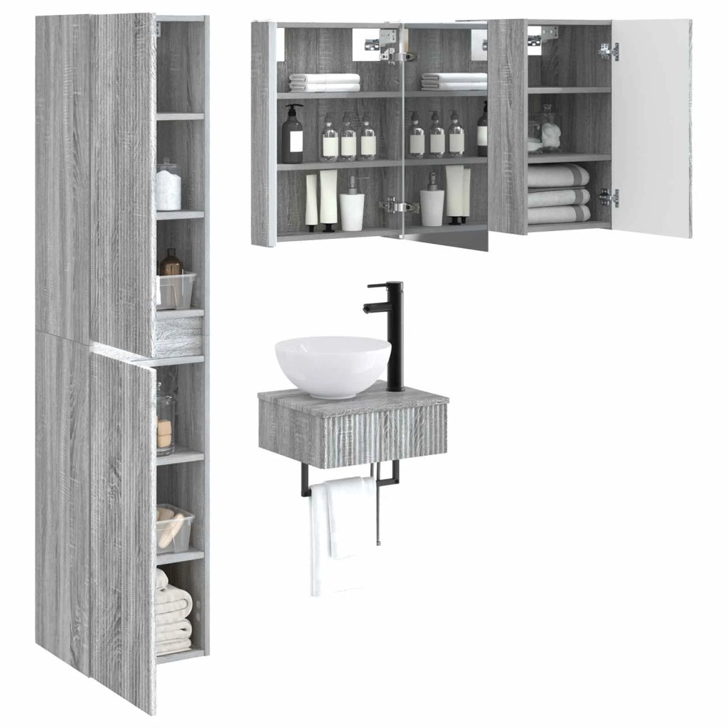 Set di mobili per il bagno 5 pcs Sonoma grigio 3407260