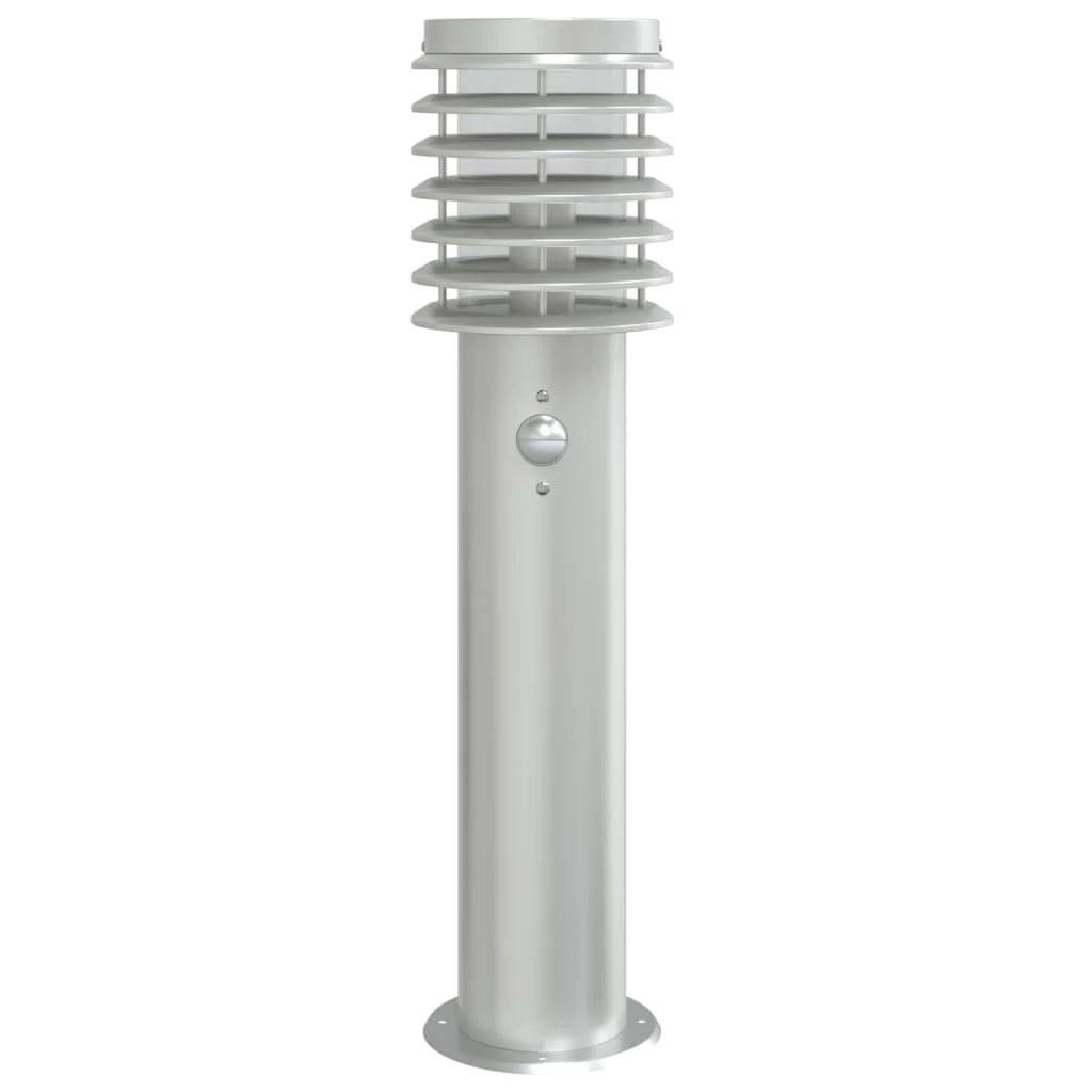 Lampada da terra per esterni con sensore acciaio inox argento Argento 02_0042526