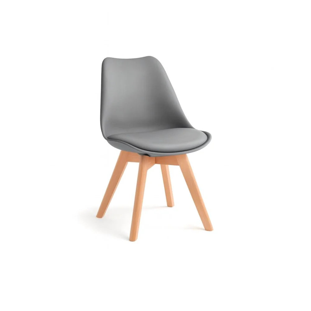 Set di 4 sedie da pranzo imbottite in polipropilene grigio scuro Lola con struttura in legno facili da pulire | Duzzle