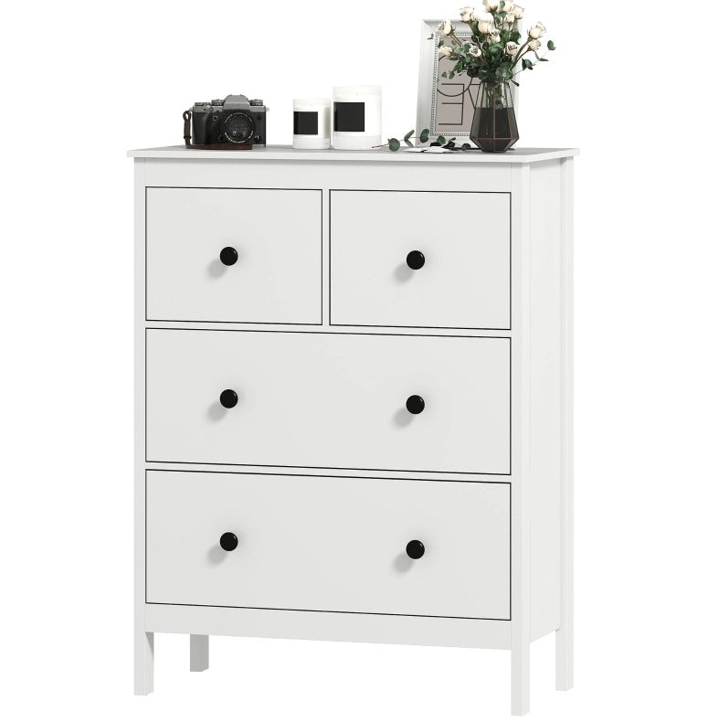 Cassettiera bianca 4 cassetti 74x35x97 cm – per abiti e biancheria