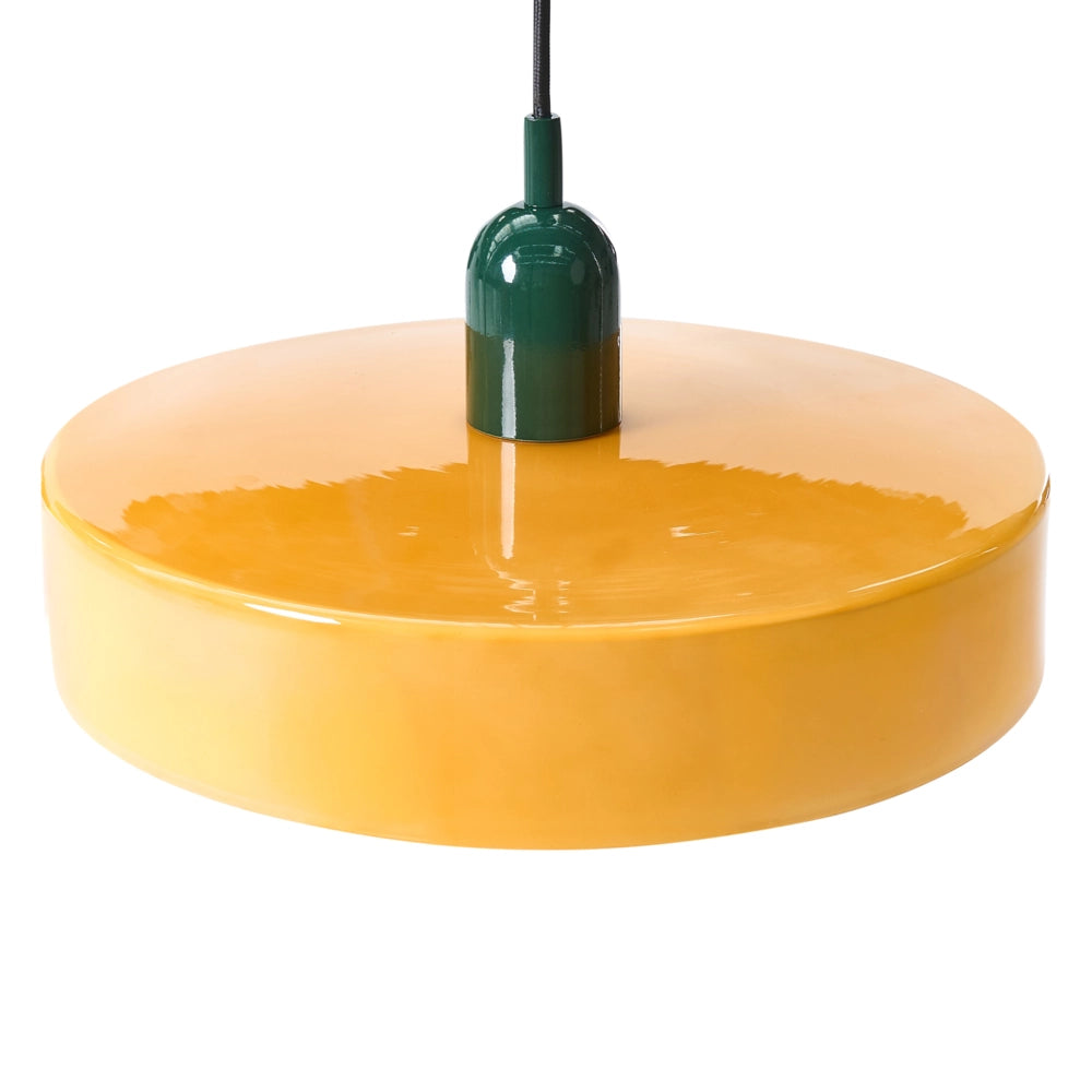 Lampada a sospensione con paralume in vetro arancione e paralume sferico interno