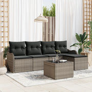 Set di divani da giardino  5 pezzi con cuscini in rattan nero