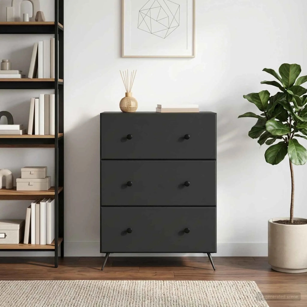 Mobile con Cassetti Nero 66 x 34,5 x 90 cm Legno ingegnerizzato 895526