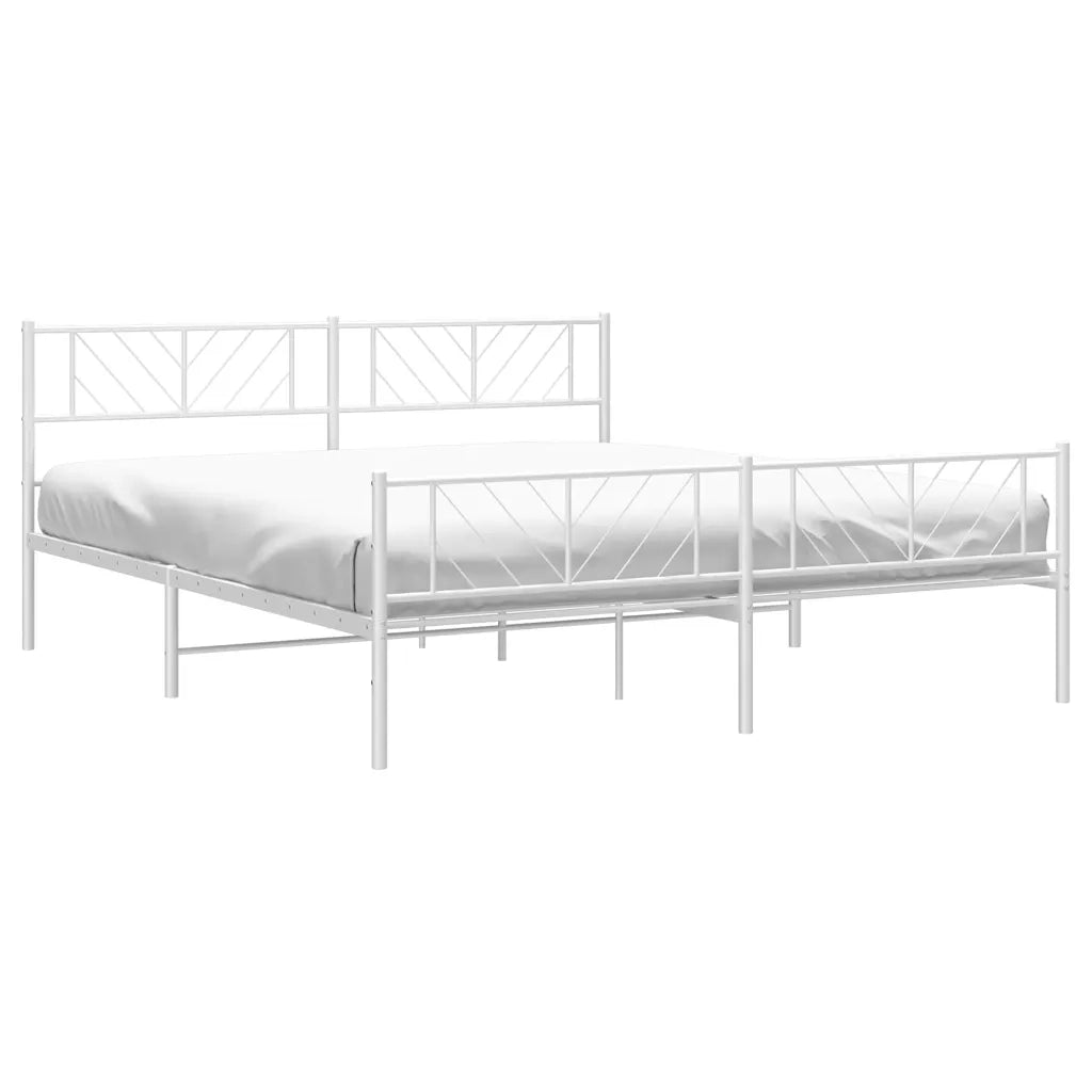 Giroletto con Testiera e Pediera Metallo Bianco 193x203 cm 372252