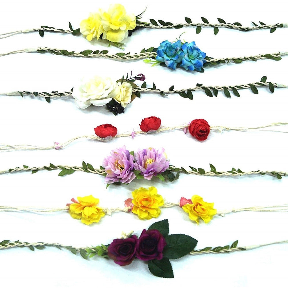 Trade Shop - Cintura Fascia Fiori Juta Intrecciata Frontino Addio Nubilato Fiori Wedding -