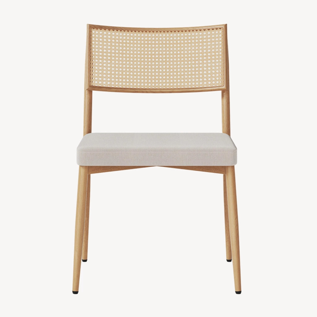 Set di 2 Sedie Jördfjok da Sala Pranzo Imbottite con Schienale Effetto Rattan / Beige [en.casa]