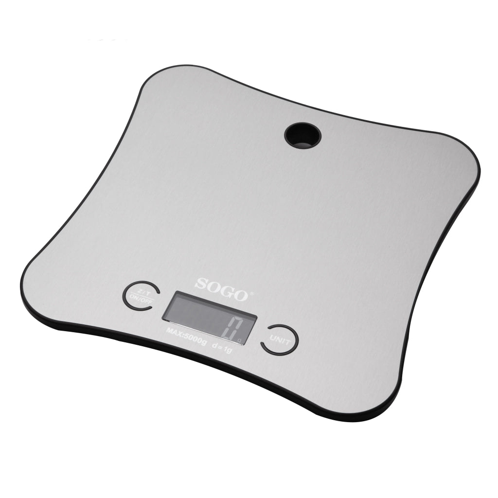 SOGO Bilancia da Cucina Digitale Bluetooth, Acciaio Inox, Display LCD, Compatibile con App Nutrizionale, 5Kg