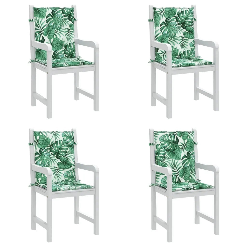 Cuscini per Sedia Schienale Basso 4 pz Motivo Foglie in Tessuto 361311