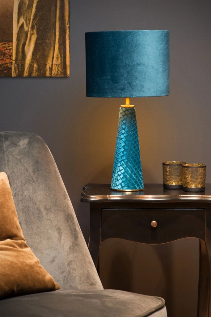 Lampada da tavolo Lucide Extravaganza Velvet blu E27 40W