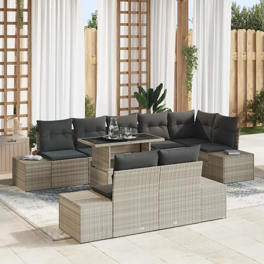Set Divano da Giardino 9 pcs Grigio chiaro polyrattan 3349208