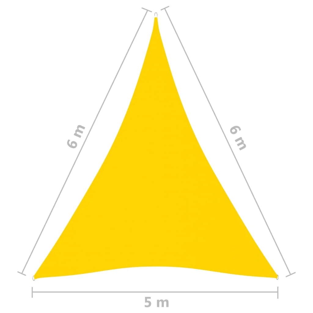 Vela ombreggiante triangolare in tessuto Oxford 5 x 6 x 6 m gialla 02_0009927