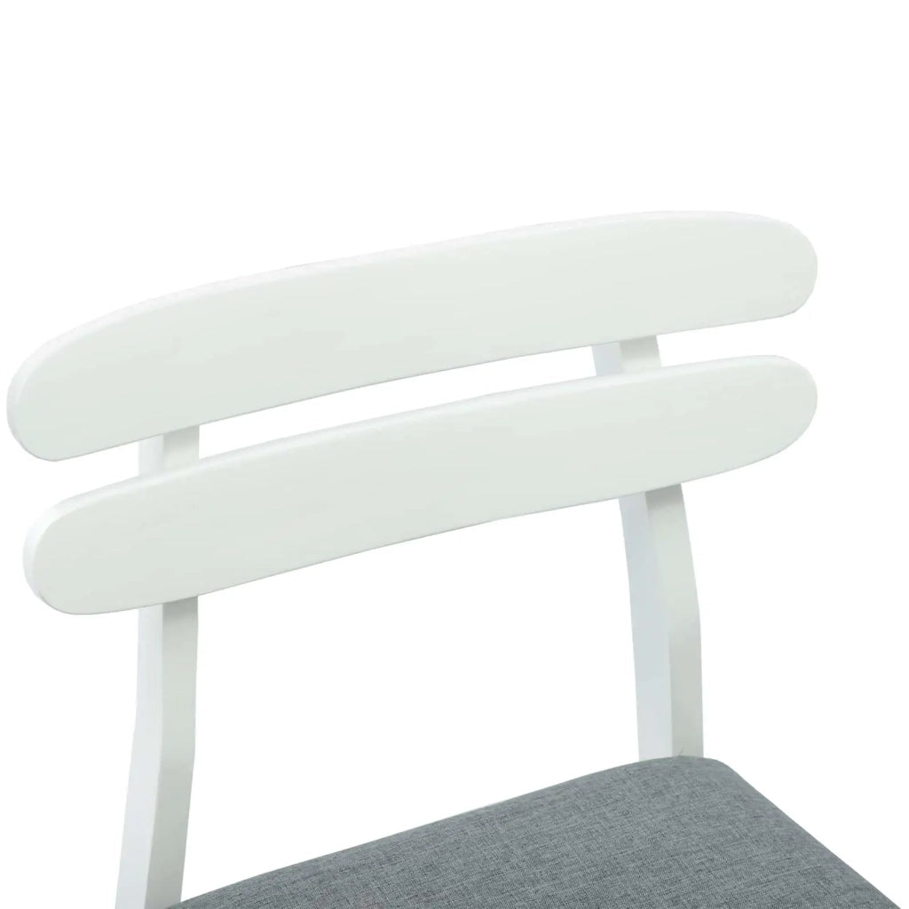 Sedia da pranzo 2 pcs Bianco e Grigio Legno di gomma solido