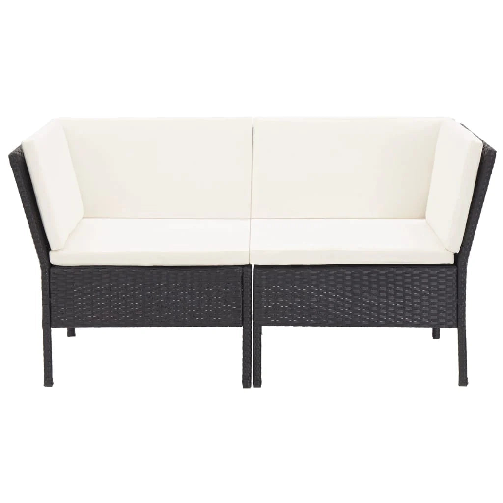 Mobili da giardino mobili da esterno Set di mobili da 6 pezzi con cuscini in resina intrecciata nera 02_0016924