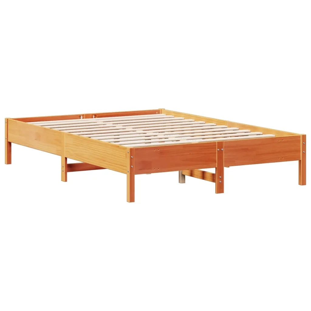Letto Libreria senza Materasso Marrone Cera 150x200 cm in Pino 3322908
